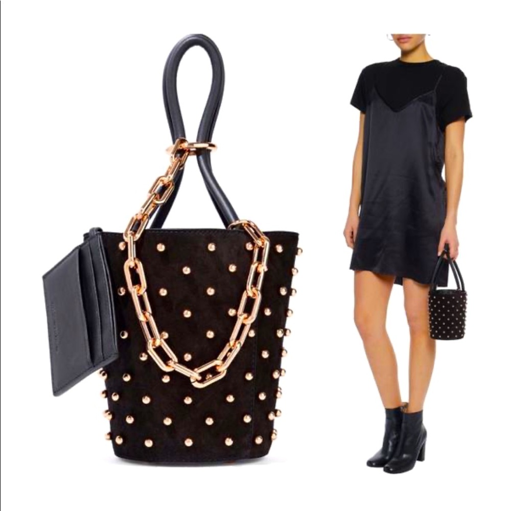Alexander Wang mini studded Roxy bag rose gold